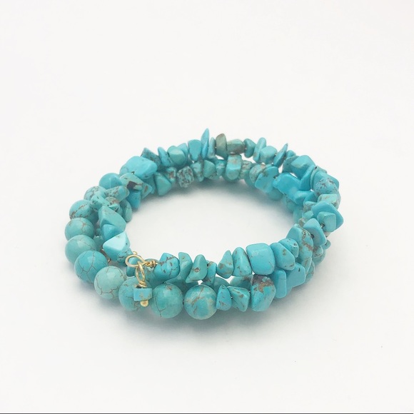 ARTISAN TURQUOISE GEMSTONE WRAP BRACELET - Picture 3 of 5